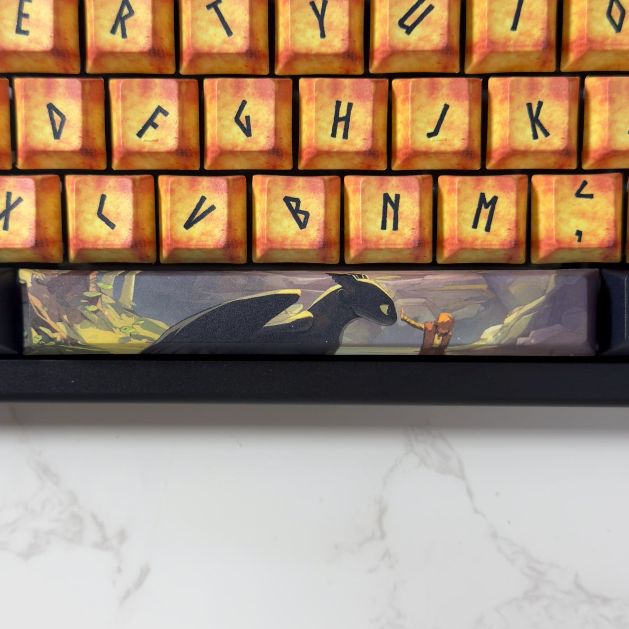 Nightbolt V2 close-up of dragon artisan keycap detail